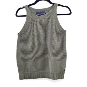 Calvin Klein Jeans Women’s Sweater Vest Minimalist Soft Academia Olive Cotton M